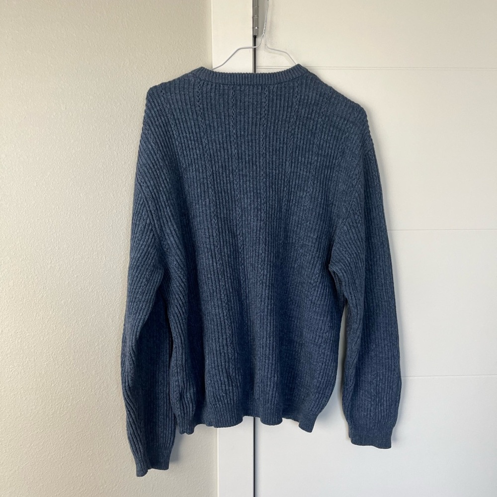 Men's Blue Ribbed Sweater - Picture 3 of 3